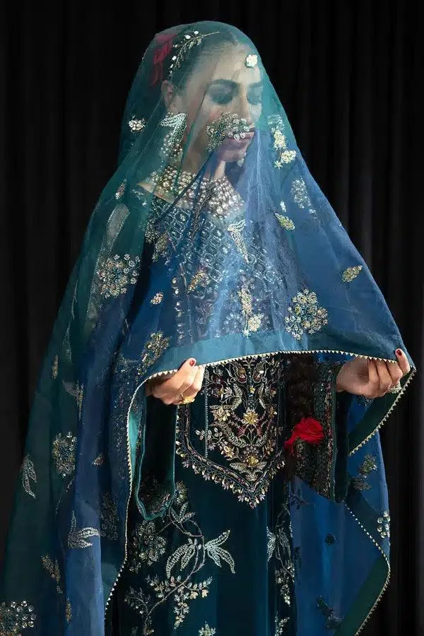 Nureh Maya Velvet 23 Teal Raw Silk – view 8 – Poshaq