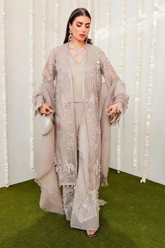 Nureh Wedding Formals 23 Grey Raw Silk – view 1 – Poshaq