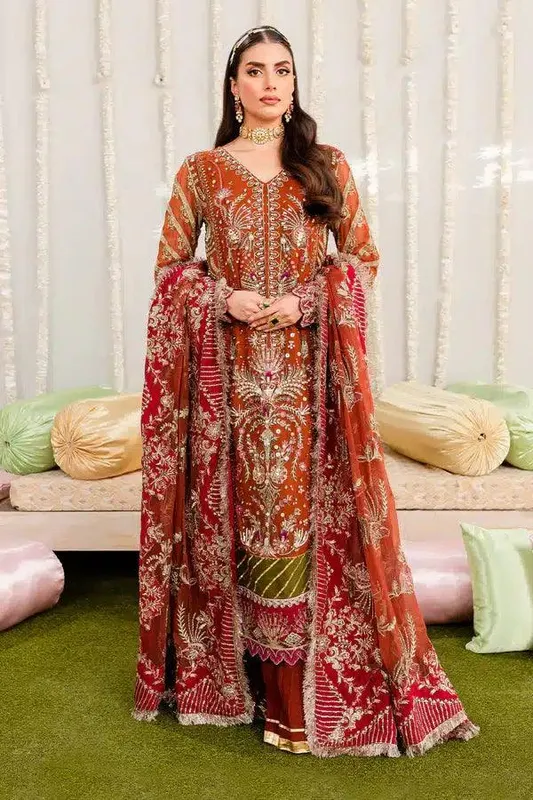 Nureh Wedding Formals 23 Orange Raw Silk – view 1 – Poshaq
