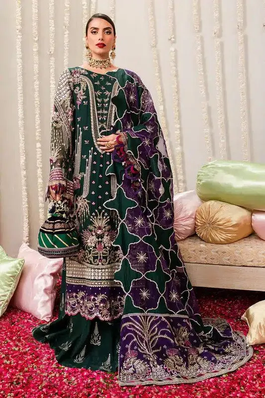 Nureh Wedding Formals 23 Bottle Green Raw Silk – view 1 – Poshaq