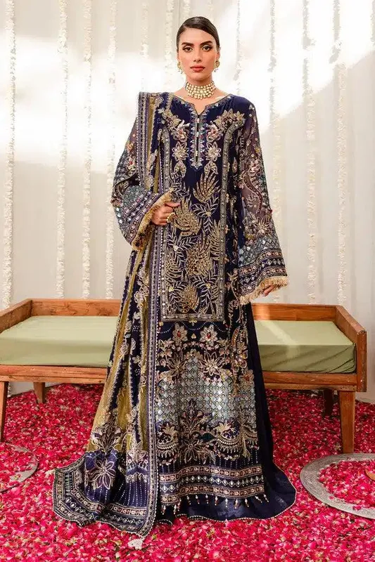 Nureh Wedding Formals 23 Blue Raw Silk – view 1 – Poshaq