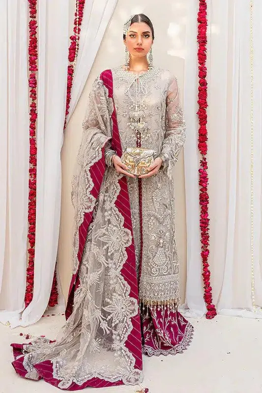 Nureh Wedding Formals 23 Grey Raw Silk – view 1 – Poshaq