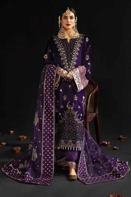 Nureh Maya Velvet 23 Purple Raw Silk – view 1 – Poshaq