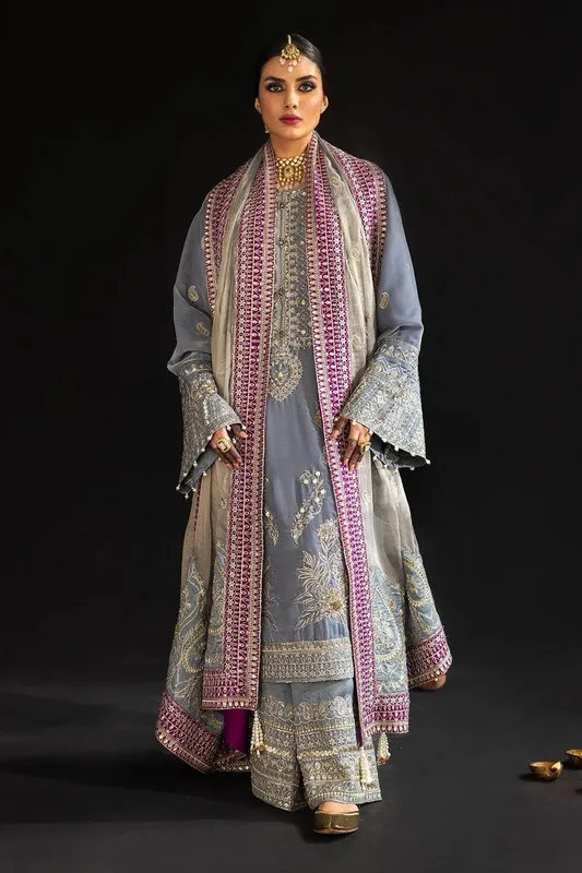 Nureh Maya Velvet 23 Grey Raw Silk – view 1 – Poshaq