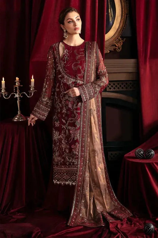 Nureh Elanora Formals 24 Maroon Raw Silk – view 1 – Poshaq