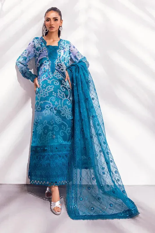 Nureh Ballerina Formals Blue Raw Silk – view 1 – Poshaq