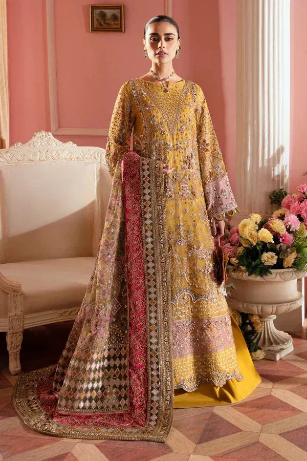 Nureh The Secret Garden Mustard Raw Silk – view 1 – Poshaq