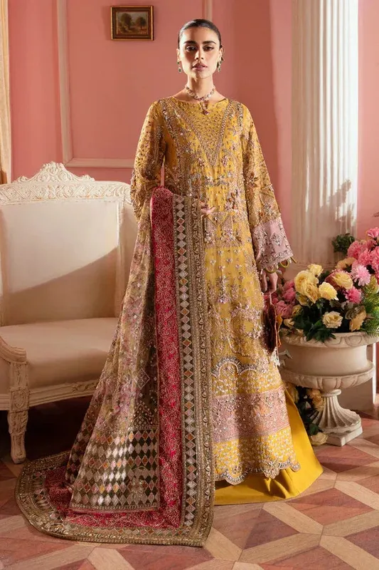 Nureh The Secret Garden Mustard Raw Silk – view 1 – Poshaq