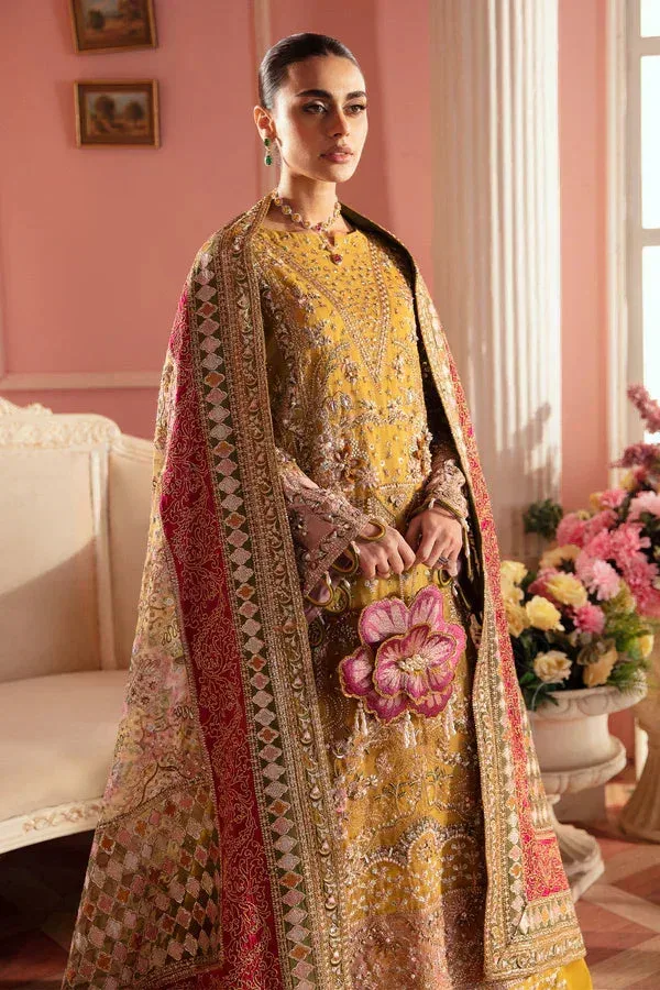 Nureh The Secret Garden Mustard Raw Silk – view 3 – Poshaq