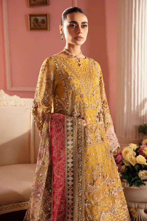 Nureh The Secret Garden Mustard Raw Silk – view 4 – Poshaq