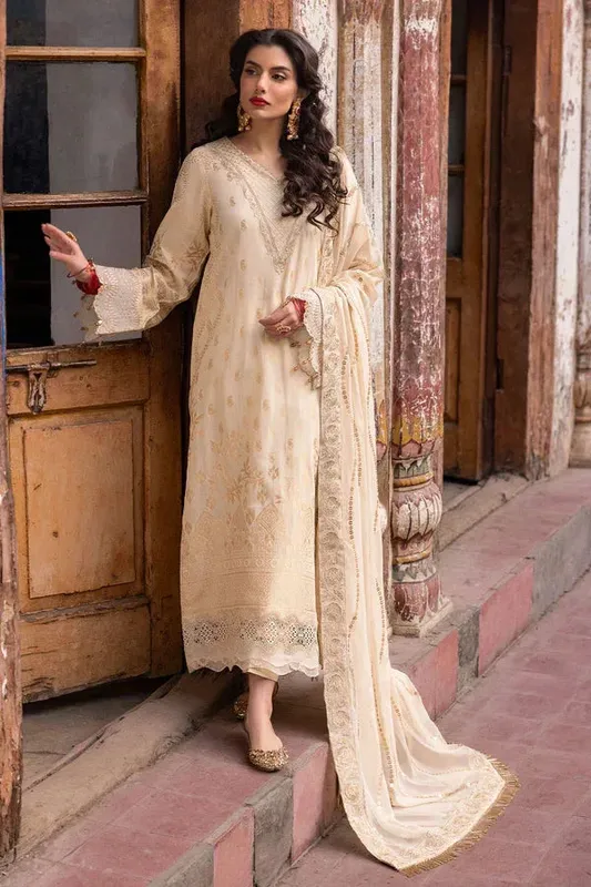 Nureh Jacquard Lawn Cream Jacquard – view 1 – Poshaq