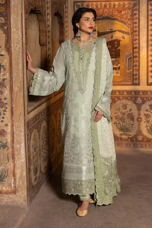 Nureh Jacquard Lawn Green Jacquard – view 1 – Poshaq
