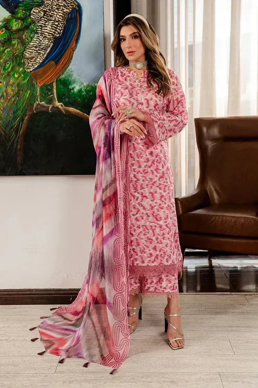 Nureh Printed Lawn 24 Pink Chiffon – view 1 – Poshaq