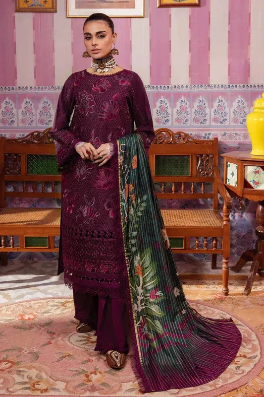 Nureh Maya Lawn 24 Magenta Jacquard – view 1 – Poshaq