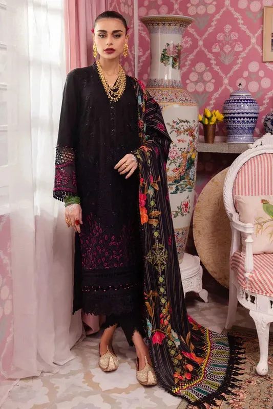 Nureh Maya Lawn 24 Black Jacquard – view 1 – Poshaq