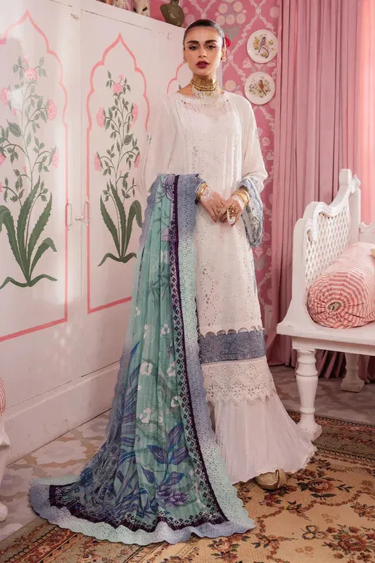 Nureh Maya Lawn 24 White Jacquard – view 1 – Poshaq