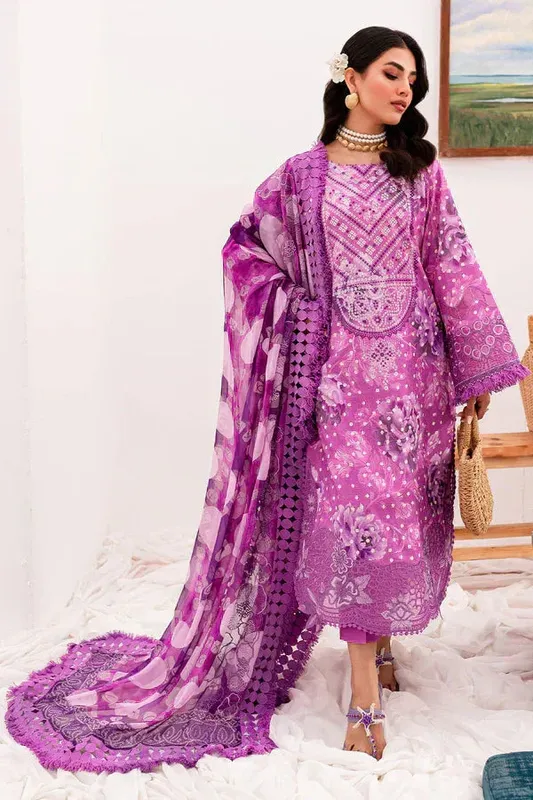 Nureh Gardenia Lawn 24 Purple Jacquard – view 1 – Poshaq