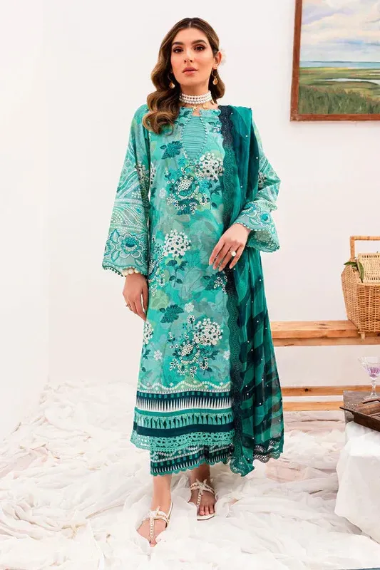 Nureh Gardenia Lawn 24 Sea Green Jacquard – view 1 – Poshaq