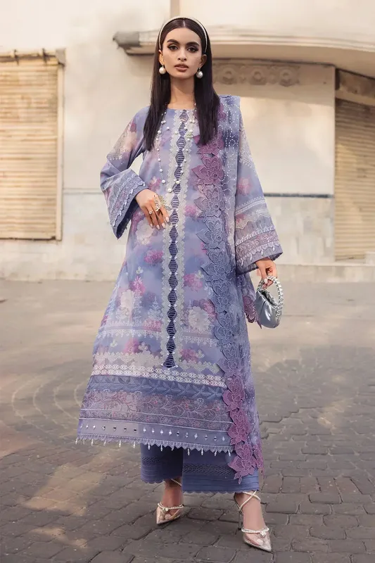 Nureh Swiss Prints Blue Chiffon – view 1 – Poshaq