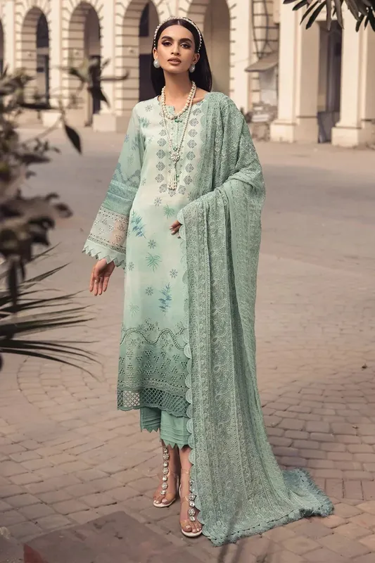 Nureh Swiss Prints Green Chiffon – view 1 – Poshaq
