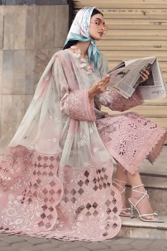 Nureh Swiss Prints Pink Organza – view 1 – Poshaq