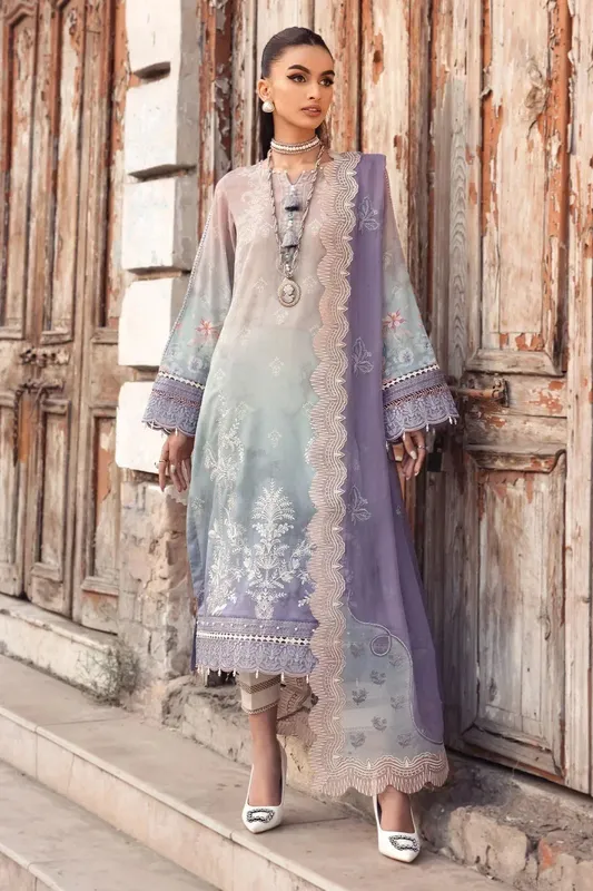 Nureh Swiss Prints Purple Organza – view 1 – Poshaq