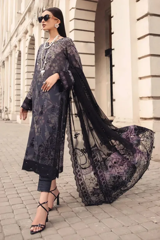 Nureh Swiss Prints Black Organza – view 1 – Poshaq