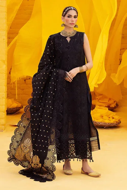 Nureh Mela Luxury Lawn Black Jacquard – view 1 – Poshaq