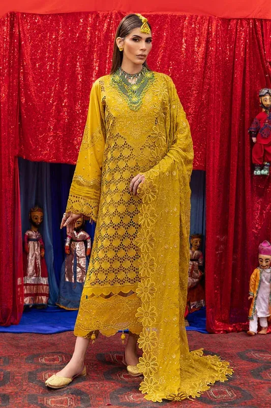 Nureh Mela Luxury Lawn Golden Organza – view 1 – Poshaq
