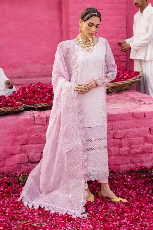 Nureh Mela Luxury Lawn Lilac Organza – view 1 – Poshaq
