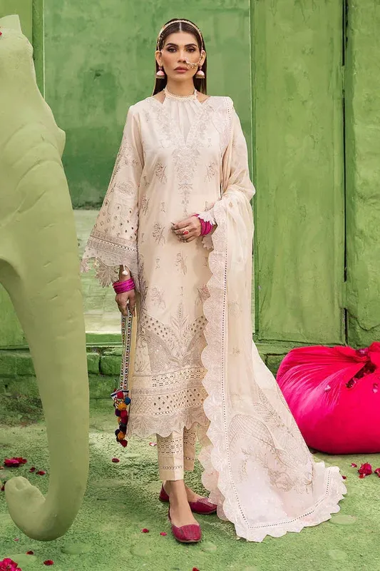 Nureh Mela Luxury Lawn Pink Organza – view 1 – Poshaq