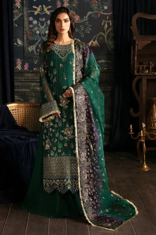 Nureh Elanora Formals Bottle Green Raw Silk – view 1 – Poshaq