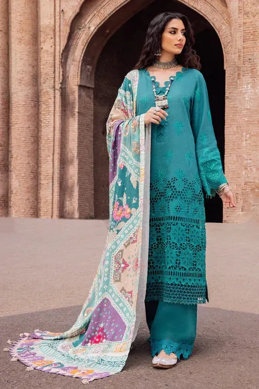 Nureh Bazaar Lawn Teal Khaddar – view 1 – Poshaq