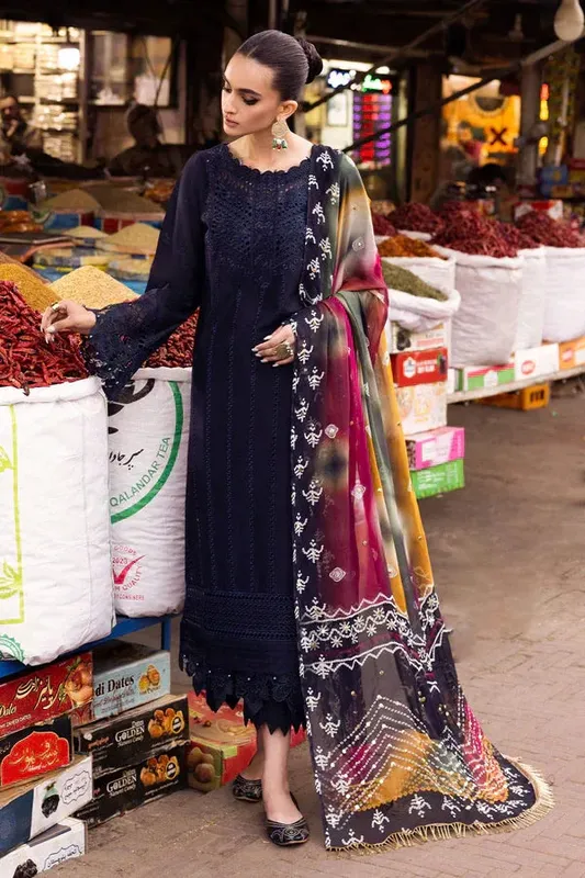 Nureh Bazaar Lawn Black Chiffon – view 1 – Poshaq