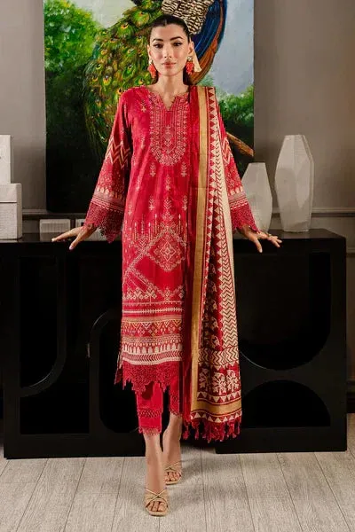 Nureh Summer Eid Pret Red Cotton – view 1 – Poshaq
