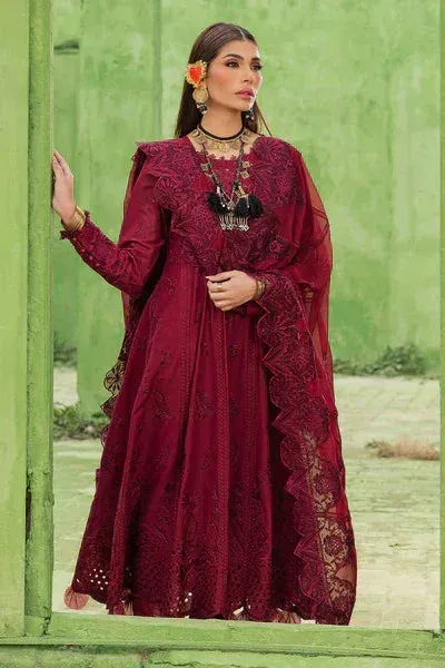 Nureh Summer Eid Pret Maroon Organza – view 1 – Poshaq