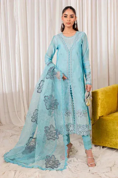 Nureh Shades Of Summer Sky Blue Organza – view 1 – Poshaq
