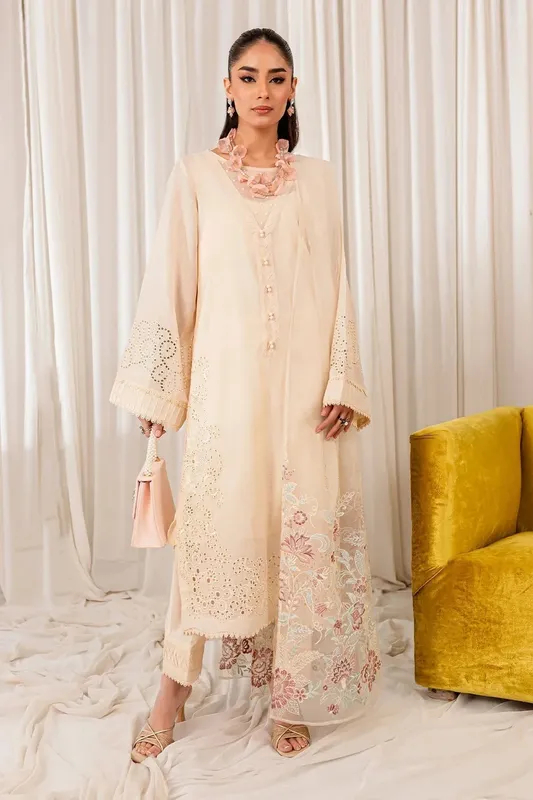 Nureh Shades Of Summer Ivory Organza – view 1 – Poshaq