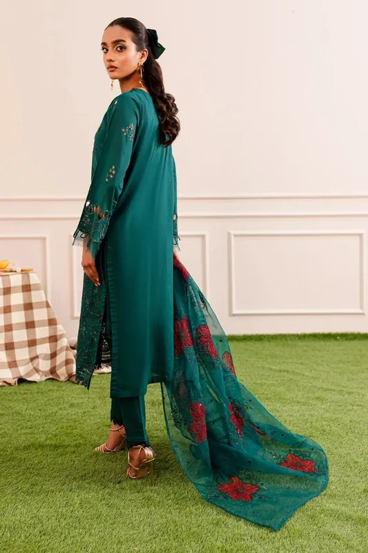 Nureh Shades Of Summer Green Organza – view 1 – Poshaq