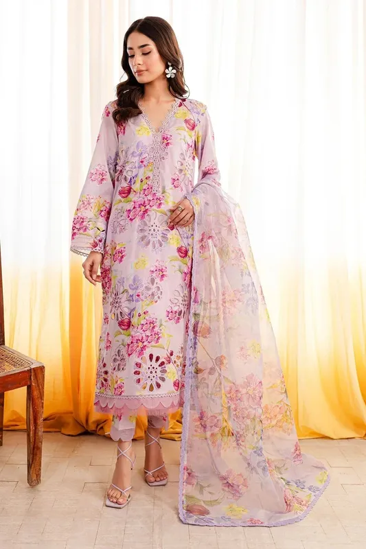 Nureh Shades Of Summer Purple Organza – view 1 – Poshaq