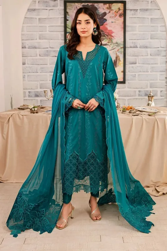 Nureh Shades Of Summer Green Chiffon – view 1 – Poshaq