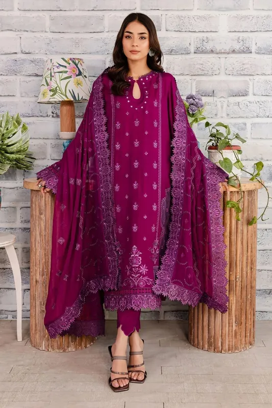 Nureh Shades Of Summer Purple Raw Silk – view 1 – Poshaq