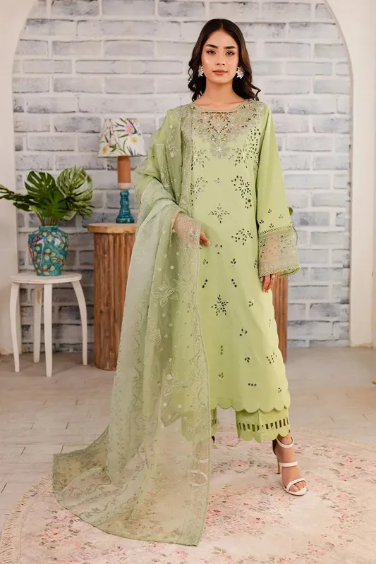 Nureh Shades Of Summer Green Organza – view 1 – Poshaq