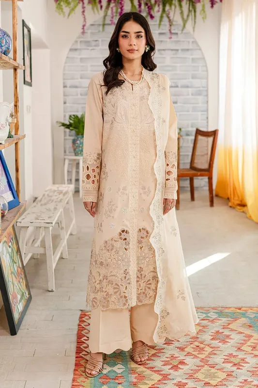 Nureh Shades Of Summer Beige Chiffon – view 1 – Poshaq