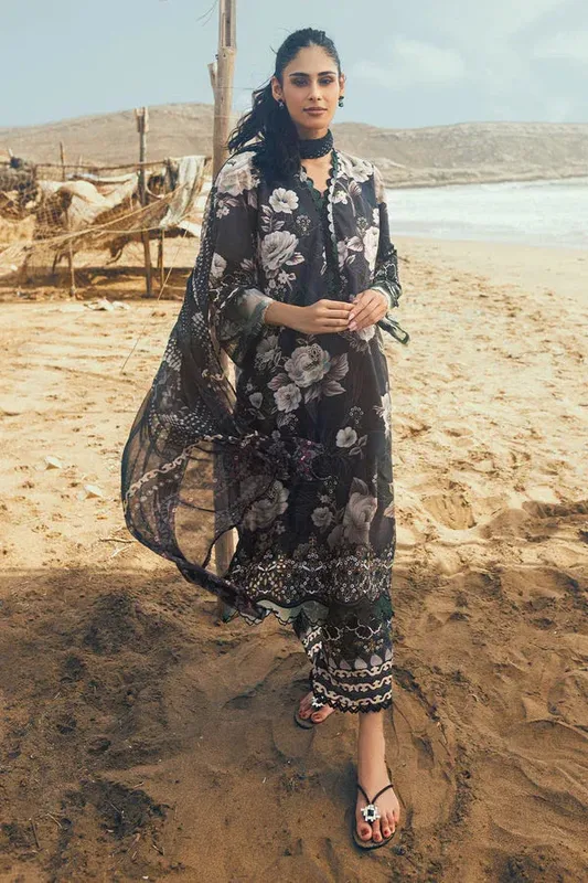 Nureh Gardenia Lawn 24 Black Chiffon – view 1 – Poshaq