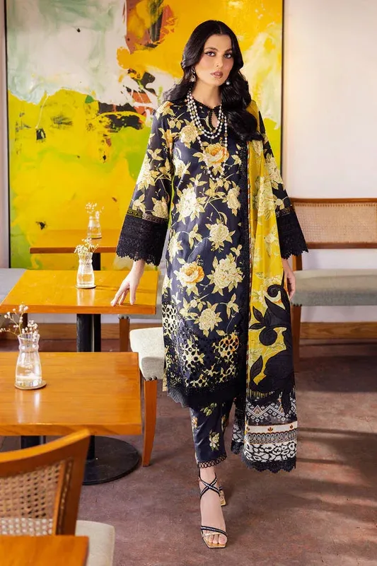Nureh Glam Girl Lawn Blue Chiffon – view 1 – Poshaq