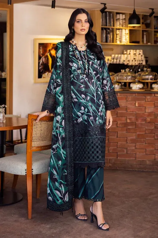 Nureh Glam Girl Lawn Green Chiffon – view 1 – Poshaq