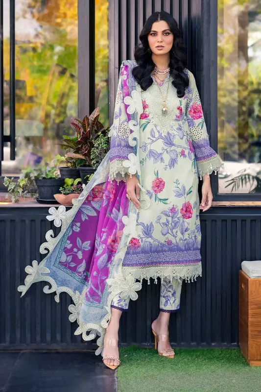 Nureh Glam Girl Lawn Grey Chiffon – view 1 – Poshaq
