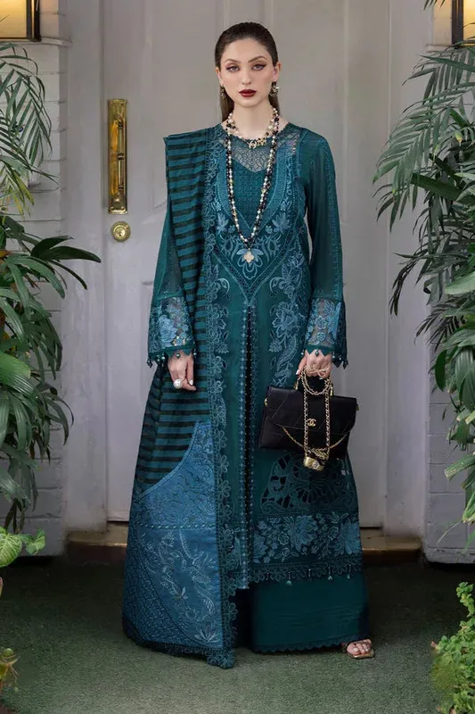 Nureh Mademoiselle Luxury Swiss Teal Jacquard – view 1 – Poshaq