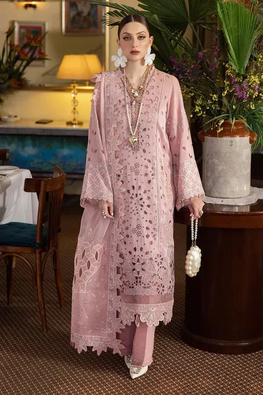 Nureh Mademoiselle Luxury Swiss Pink Chiffon – view 1 – Poshaq